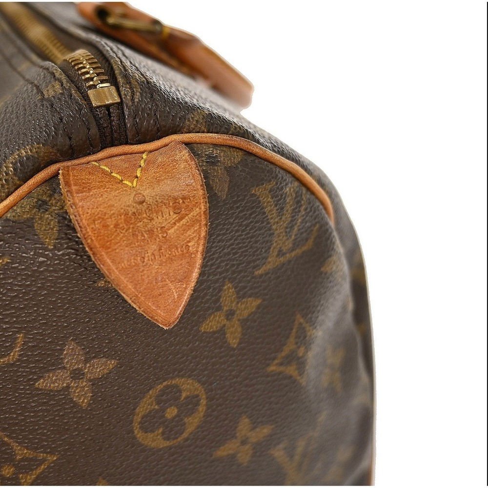 LOUIS VUITTON Vintage Speedy 30 Handbag Brown Canvas Leather Trim Authenticated - Picture 6 of 9